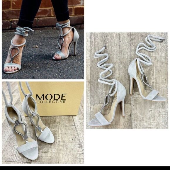 The MODE Collective Mink Sandal Suede Leather GORGEOUS! - Picture 1 of 11